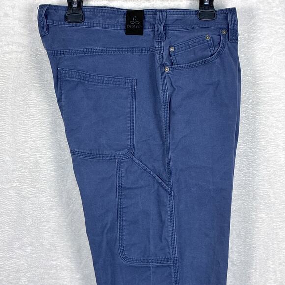 PRANA Bronson Mens 38x30 Blue Canvas Work Hiking Outdoor Climbing Stretch Pants - Picture 5 of 11